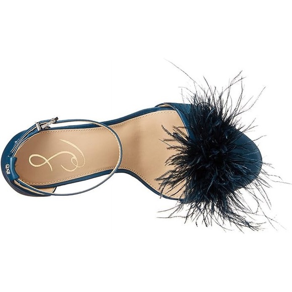 Sam Edelman Yaro Wild Indigo Feather Ankle Strap Open Toe Block Heeled Sandals - Picture 4 of 4